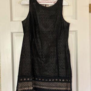LOFT Black Textured Mini Dress